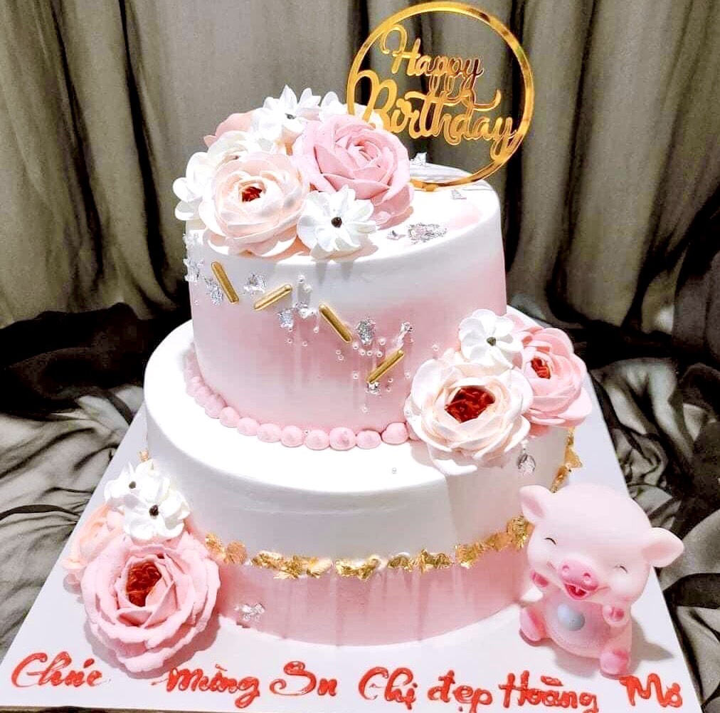 Bánh sinh nhật 3 tầng bắt hoa hồng dịu dàng dễ thương tặng bạn gái bán chạy  | Bánh Kem Ngộ Nghĩnh