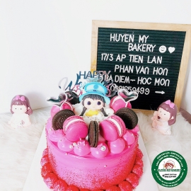 Bánh kem bé gái tone hồng bánh macaron