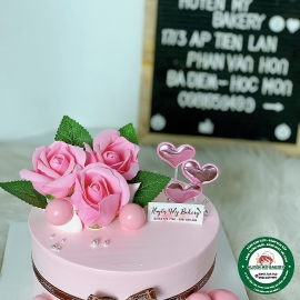 Bánh Kem hoa màu hồng 007