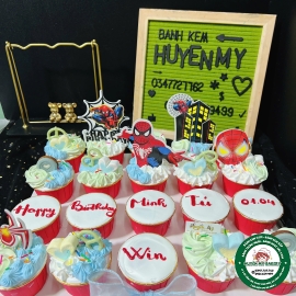 Set ly kem tươi cupcake người nhện