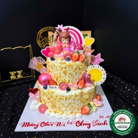 Bánh kem bắp thôi nôi bé gái 2tầng