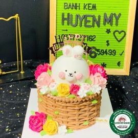 bánh kem Thỏ và hoa 