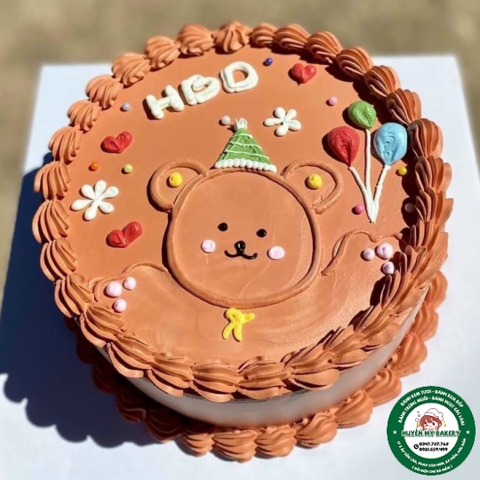 Bánh Kem vẽ mặt gấu nâu 013