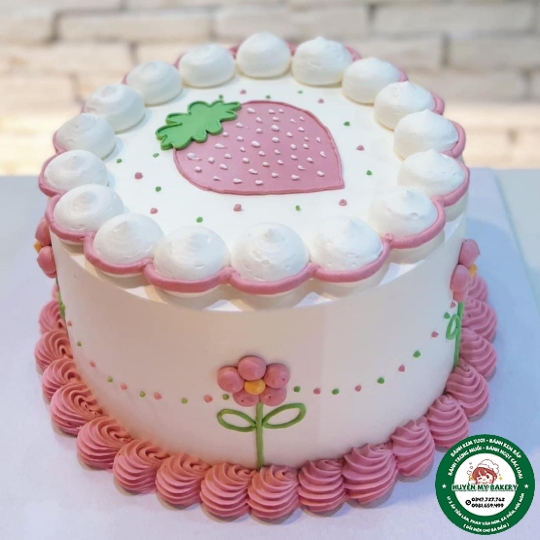 Bánh Kem Vẽ trái dâu