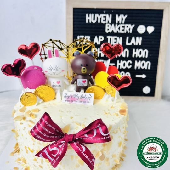 Bánh kem bắp cặp đôi gấu thỏ cute dễ thương 01